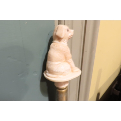 533 - Unusual Carved Canine Motif Handled Walking Stick Attractively Detailed Approximately 36 Inches High