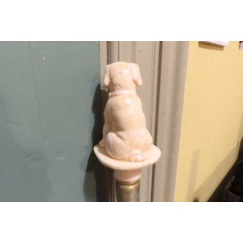 533 - Unusual Carved Canine Motif Handled Walking Stick Attractively Detailed Approximately 36 Inches High