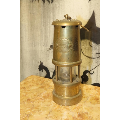534 - Brass Mounted Coal Miners Lamp with Hook Approximately 7 Inches High