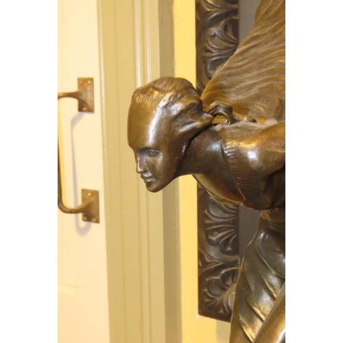 536 - Rolls Royce Spirit of Ecstasy Bronze Sculpture on Original Turned Form Marble Base Approximately 27 ... 