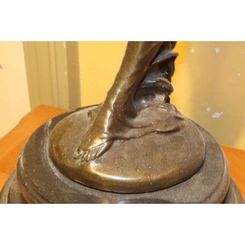 536 - Rolls Royce Spirit of Ecstasy Bronze Sculpture on Original Turned Form Marble Base Approximately 27 ... 