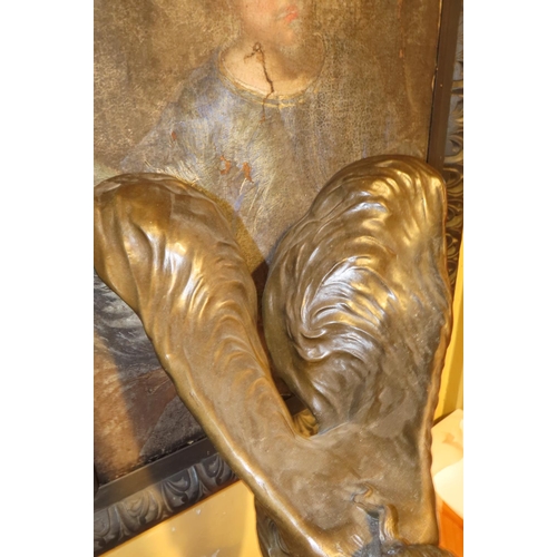 536 - Rolls Royce Spirit of Ecstasy Bronze Sculpture on Original Turned Form Marble Base Approximately 27 ... 