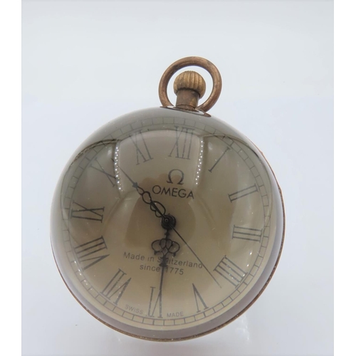 538 - Globe Form Crystal Set Desk Clock Roman Numeral Decorated Dial Approximately 3 Inches High