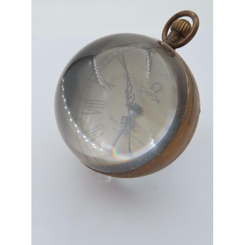 538 - Globe Form Crystal Set Desk Clock Roman Numeral Decorated Dial Approximately 3 Inches High