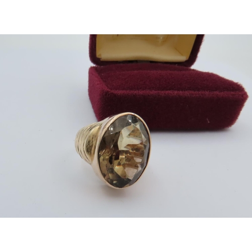 6 - Citrine Centre Stone 9 Carat Yellow Gold Dress Ring Large Oval Mixed Cut Smokey Citrine Measuring Ap... 