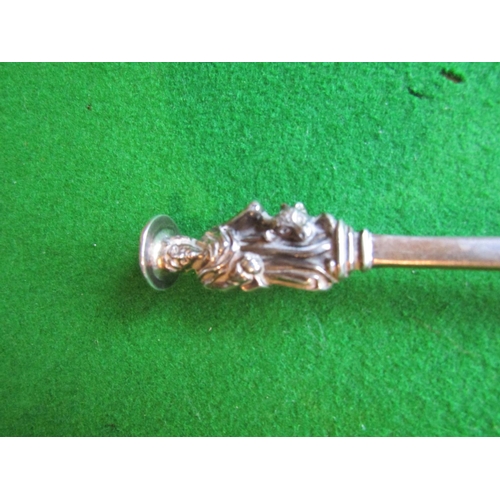 664 - Edwardian Seal Top Spoon Hallmark London Dated 1905 Approximately 8 Inches Long