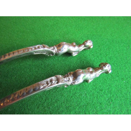 665 - Pair of Novelty Plated Spoons with Figural Handles Shaped Form Blades