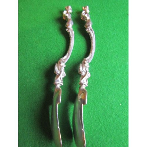 665 - Pair of Novelty Plated Spoons with Figural Handles Shaped Form Blades