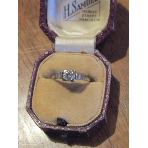 666 - Edwardian 18 Carat Yellow Gold Mounted Solitaire Diamond Ring Size N with Further Diamond Decoration... 