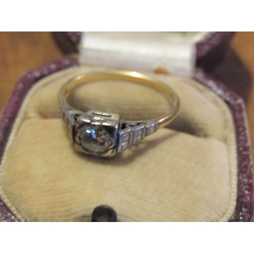 666 - Edwardian 18 Carat Yellow Gold Mounted Solitaire Diamond Ring Size N with Further Diamond Decoration... 