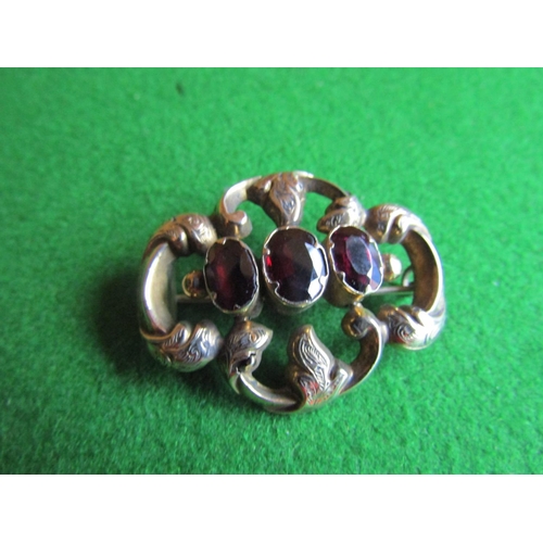 667 - Seal Fob with Three Stone Spinel Set Brooch Antique