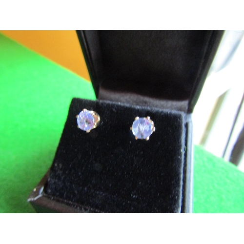 679 - Pair of Tanzanite 9 Carat Gold Mounted Ladies Stud Earrings