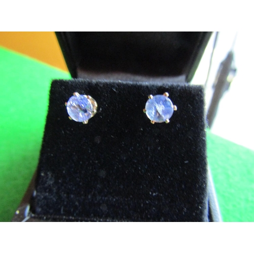 679 - Pair of Tanzanite 9 Carat Gold Mounted Ladies Stud Earrings