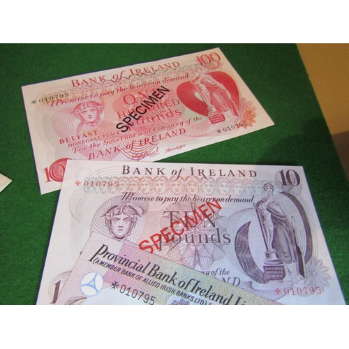 682 - Various Specimen Bank of Ireland Notes Denominations Noted Quantity As Photographed Good Condition