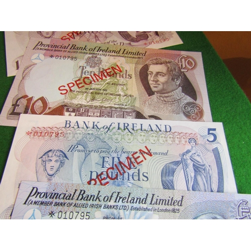 682 - Various Specimen Bank of Ireland Notes Denominations Noted Quantity As Photographed Good Condition