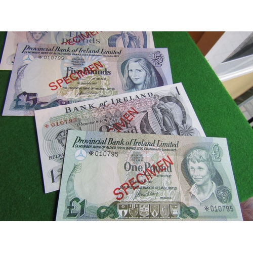 682 - Various Specimen Bank of Ireland Notes Denominations Noted Quantity As Photographed Good Condition