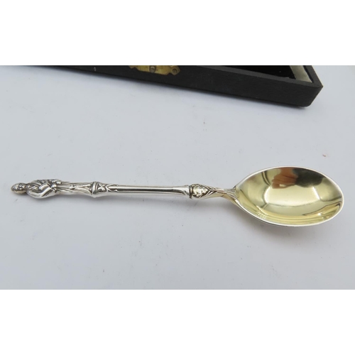 688 - Set of Six Solid Silver Figural Form Teaspoons Contained within Original Presentation Case