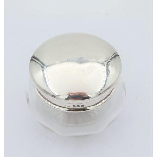 695 - Antique Solid Silver Crystal Powder Jar Circular Form Approximately 4 Inches Diameter