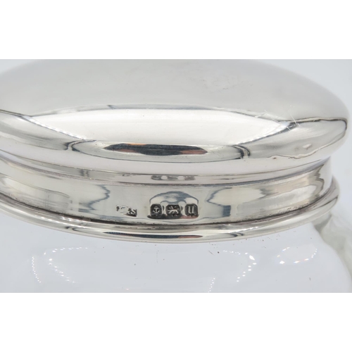 695 - Antique Solid Silver Crystal Powder Jar Circular Form Approximately 4 Inches Diameter