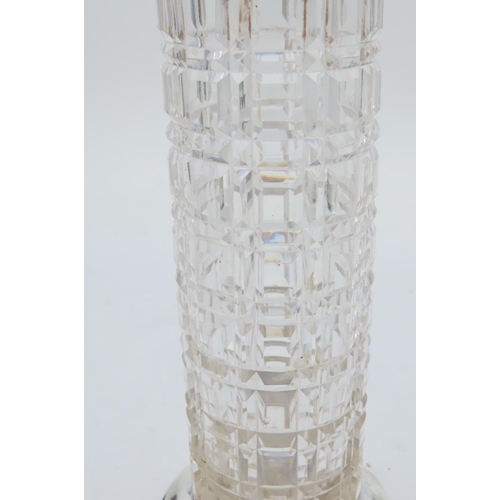 696 - Solid Silver Mounted Cut Crystal Spill Vase of Column Form Approximately 6 Inches High