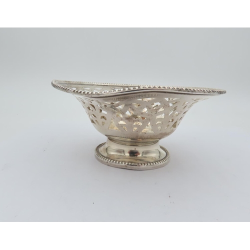 70 - Edwardian Solid Silver Pierced Bon Bon Pedestal Dish with Bead Border Hallmarked for Mappin and Webb... 