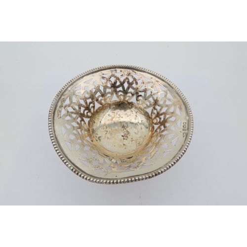 70 - Edwardian Solid Silver Pierced Bon Bon Pedestal Dish with Bead Border Hallmarked for Mappin and Webb... 