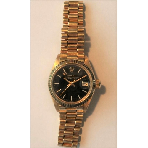 701 - Rolex 18 Carat Yellow Gold Ladies Oyster Perpetual Datejust Wristwatch Very Good Original Condition ... 