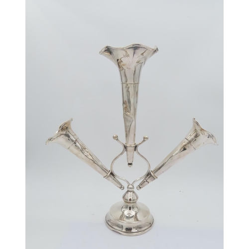 77 - Edwardian Solid Silver Epergne with Three Fluted Vases Hallmarked William Neale Dated 1908 Approxima... 