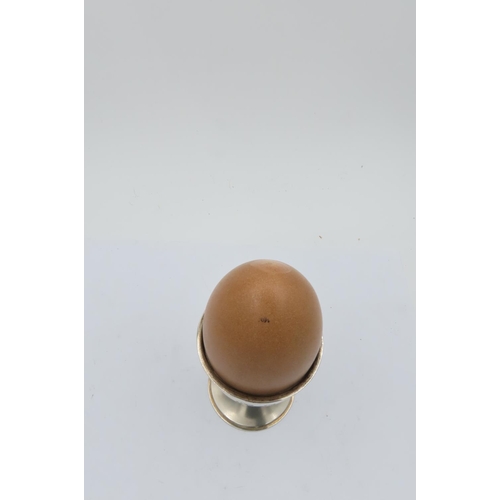 79 - Antique Solid Silver Novelty Musical Egg Timer Modelled as an Egg and Egg Cup Realistic Shell Should... 