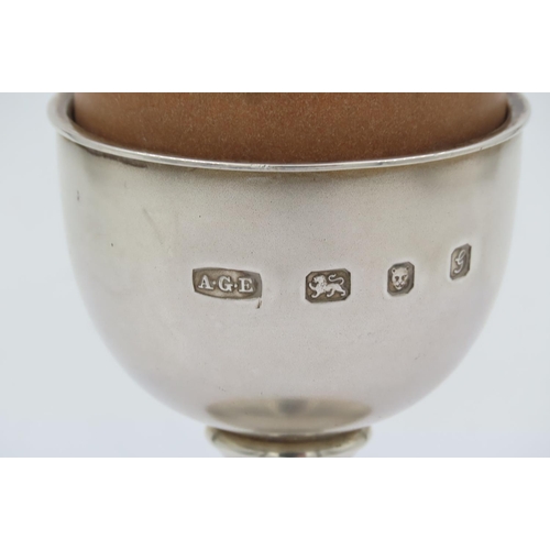 79 - Antique Solid Silver Novelty Musical Egg Timer Modelled as an Egg and Egg Cup Realistic Shell Should... 