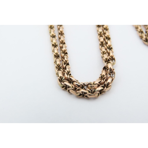 84 - Edwardian 9 Carat Yellow Gold Wheat Motif Link Guard Chain of Good Length Approximately 152cm Long L... 