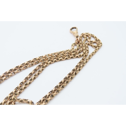 84 - Edwardian 9 Carat Yellow Gold Wheat Motif Link Guard Chain of Good Length Approximately 152cm Long L... 