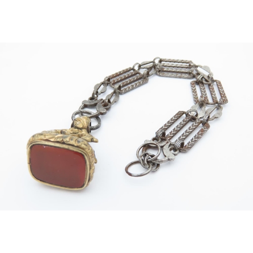 86 - George III Gilt Metal Fob with Seal Lined Cornelian Matrix with Cut Steel Fob Chain Late Eighteenth ... 