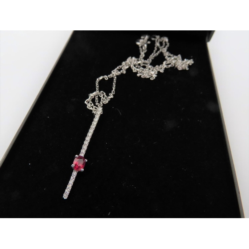 87 - Diamond and Ruby Ladies Pendant Necklace Mounted on 18 Carat Gold Pendant Height Approximately 5cm M... 