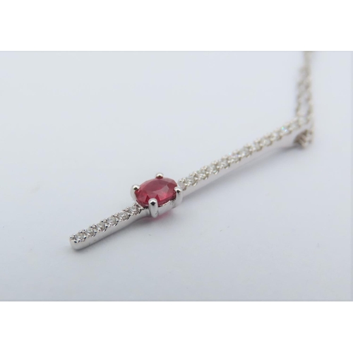 87 - Diamond and Ruby Ladies Pendant Necklace Mounted on 18 Carat Gold Pendant Height Approximately 5cm M... 