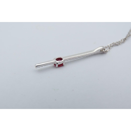 87 - Diamond and Ruby Ladies Pendant Necklace Mounted on 18 Carat Gold Pendant Height Approximately 5cm M... 