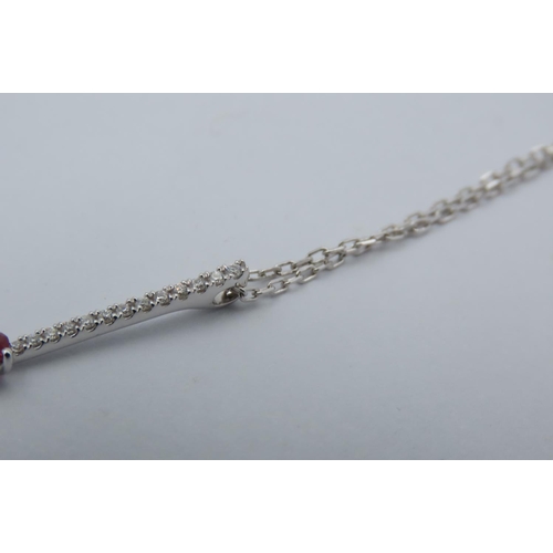 87 - Diamond and Ruby Ladies Pendant Necklace Mounted on 18 Carat Gold Pendant Height Approximately 5cm M... 