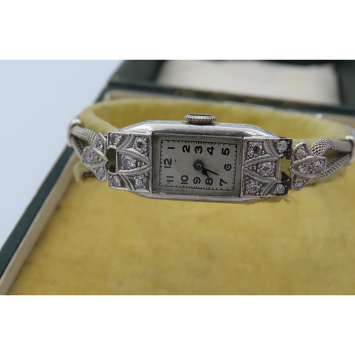 88 - Diamond Set Ladies Cocktail Watch of Rectangular Form with Old Cut European Diamonds Interlinking St... 