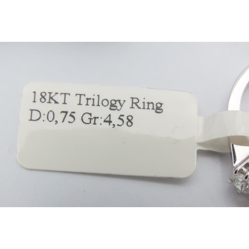 269 - Three Stone Ladies Diamond Ring Mounted on 18 Carat White Gold Ring Size N Attractive Colour