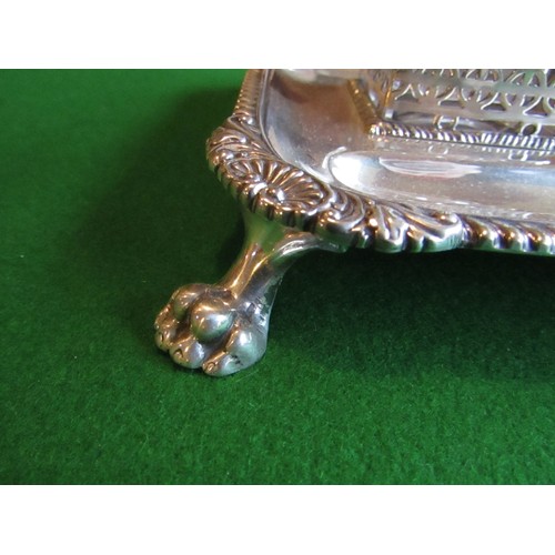 53 - Antique Solid Silver Desk Top Double Inkwell with Central Seated Hound Motif Approximately 9 Inches ... 