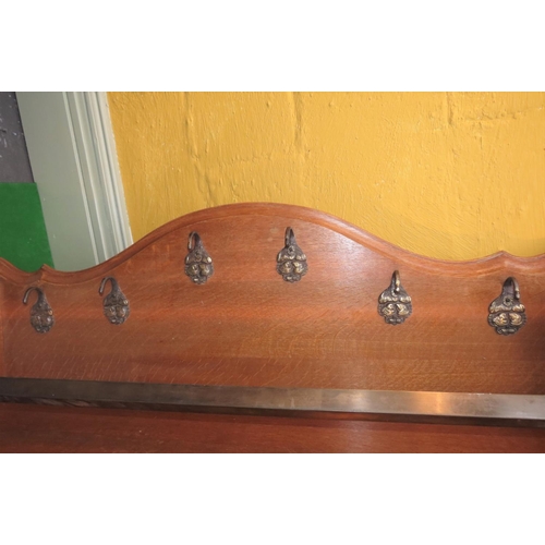 1008 - Antique Carved Hat and Coat Rack Wall Mounted Approximately 4ft 4 Inches Wide Attractively Detailed