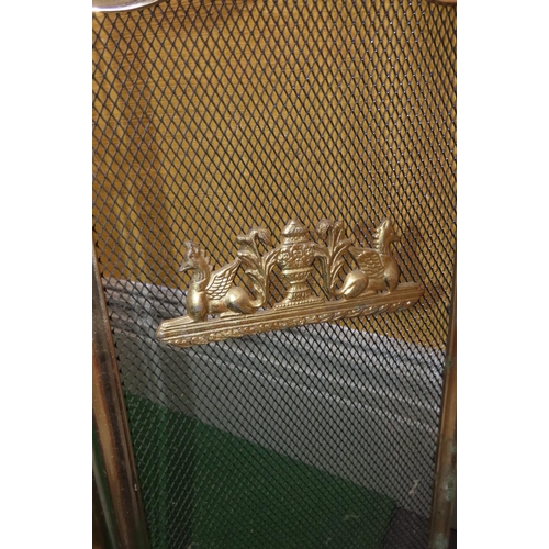 1011 - Cast Brass Shaped Form Fire Screen with Applied Detailing Extends to Approximately 3ft 6 Inches Shap... 