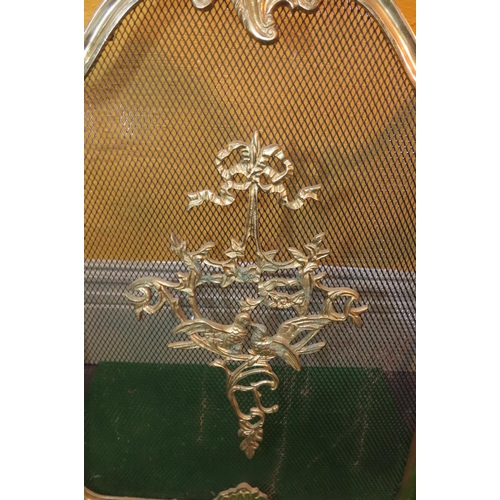 1011 - Cast Brass Shaped Form Fire Screen with Applied Detailing Extends to Approximately 3ft 6 Inches Shap... 