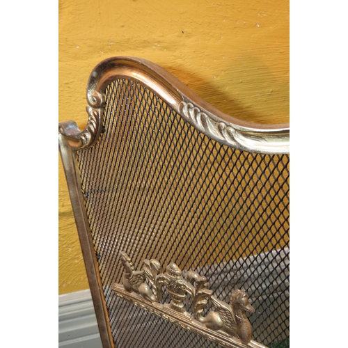 1011 - Cast Brass Shaped Form Fire Screen with Applied Detailing Extends to Approximately 3ft 6 Inches Shap... 