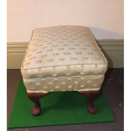 1019 - Silk Upholstered Edwardian Stool Approximately 22 Inches Wide