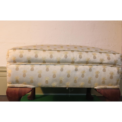 1019 - Silk Upholstered Edwardian Stool Approximately 22 Inches Wide