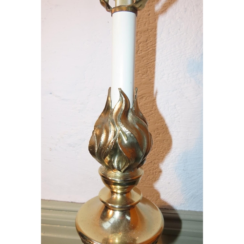 1022 - Pair of Cast Brass Table Lamps Pedestal Form Each Approximately 22 Inches High