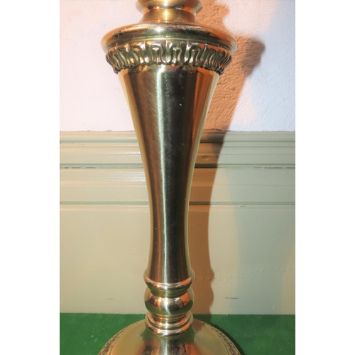 1022 - Pair of Cast Brass Table Lamps Pedestal Form Each Approximately 22 Inches High