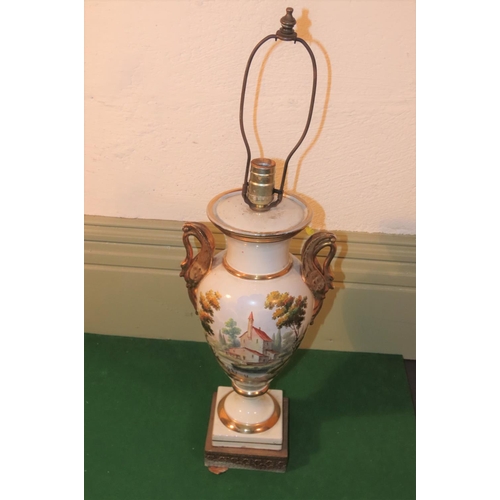 1025 - Antique Porcelain Vase Now Converted for Use as Table Lamp Approximately 18 Inches High