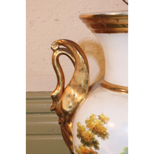 1025 - Antique Porcelain Vase Now Converted for Use as Table Lamp Approximately 18 Inches High